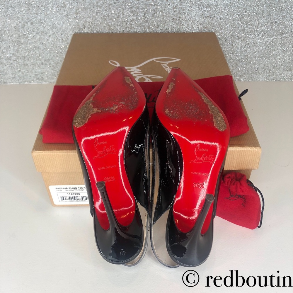 Christian Louboutin Paulina Patent & PVC Slingback - Picture 6 of 7